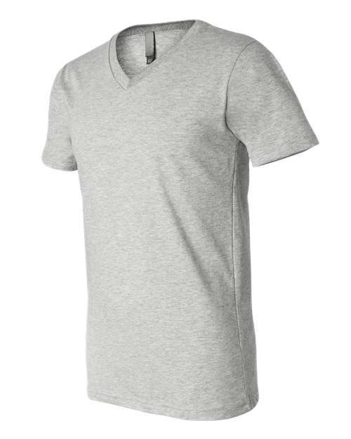 Unisex Heather CVC V-Neck Tee – Detail