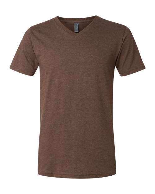 BELLA + CANVAS Unisex Heather CVC V-Neck Tee - Heather Brown
