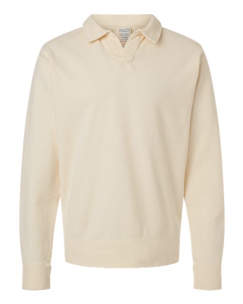 Unisex Garment-Dyed Polo Collar Sweatshirt