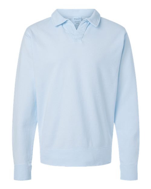Unisex Garment-Dyed Polo Collar Sweatshirt