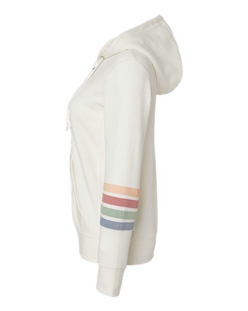 Women's Striped Sleeves Full-Zip Hooded Sweatshirt