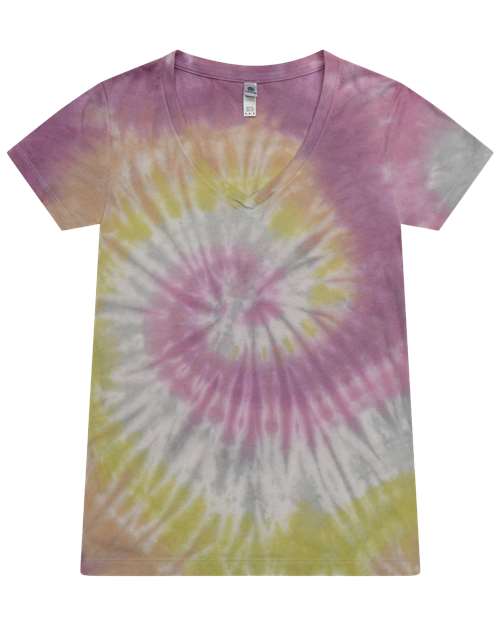 Colortone Women's Tie-Dyed V-Neck T-Shirt 1075
