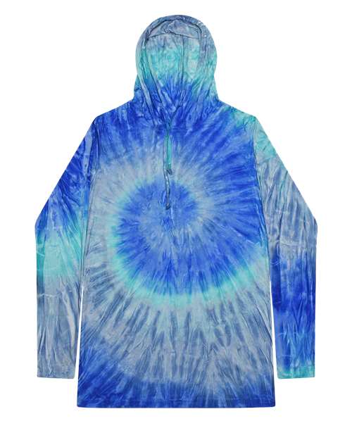 Tie-Dyed Hooded Long Sleeve T-Shirt-Colortone