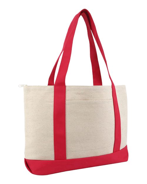 Large Zippered Cotton Canvas Tote