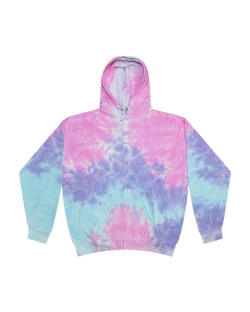 Tie-Dyed Full-Zip Hooded Sweatshirt-Colortone