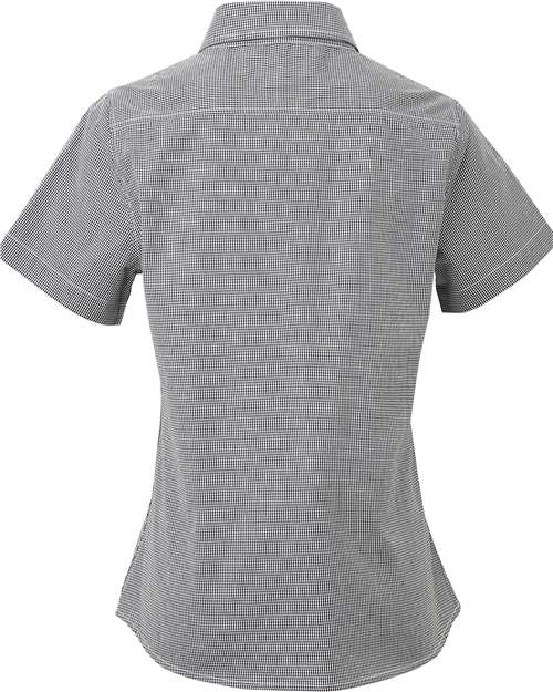 Women's Microcheck Gingham Short Sleeve Cotton Dress Shirt