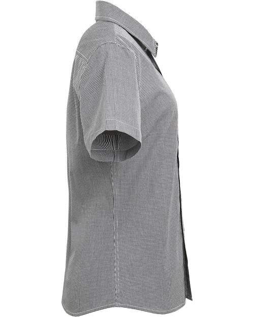 Women's Microcheck Gingham Short Sleeve Cotton Dress Shirt