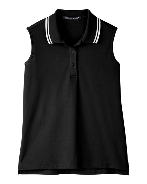 Women's CrownLux Performance® Plaited Tipped Sleeveless Polo – Front