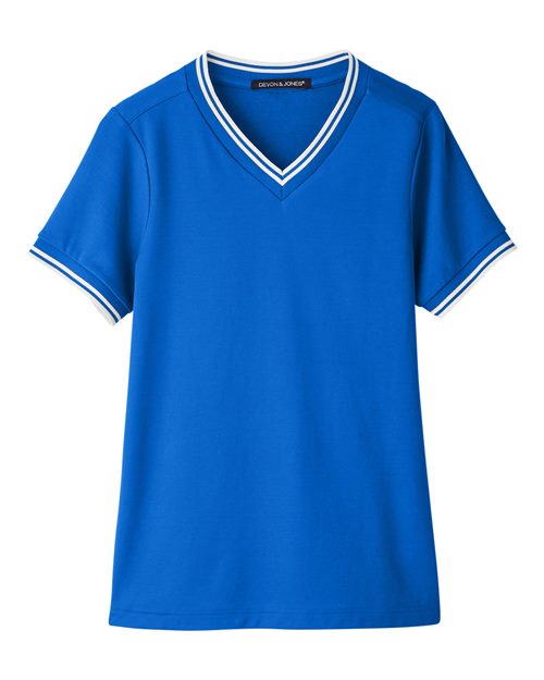 Women's CrownLux Performance® Plaited Tipped V-Neck Shirt