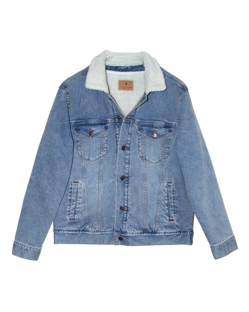 Unisex Sherpa-Lined Denim Jacket-Threadfast Apparel