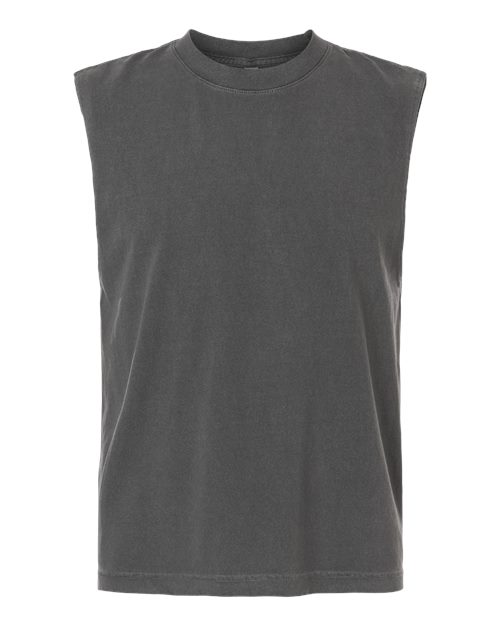 Unisex Heavyweight Cotton Garment-Dyed Mid-Length Muscle Tee 207GD-American Apparel