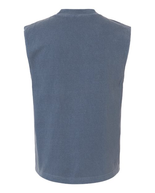 Unisex Heavyweight Cotton Garment-Dyed Mid-Length Muscle Tee – Back