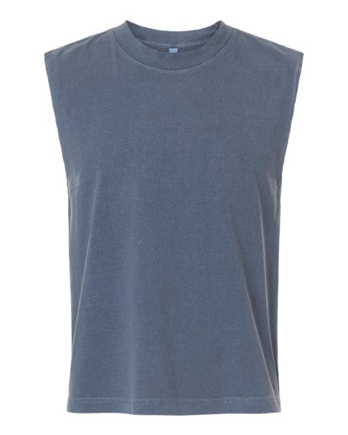Unisex Heavyweight Cotton Garment-Dyed Mid-Length Muscle Tee – Front