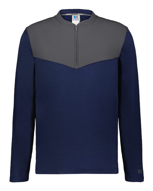 Unisex Sideline Grid Fleece Quarter-Zip Pullover-Russell Athletic