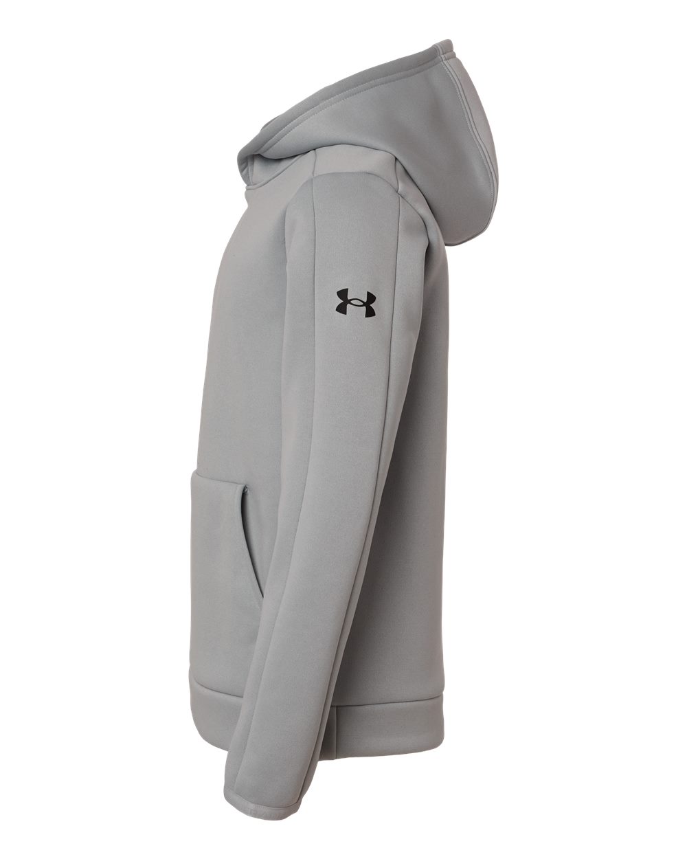 Youth Fleece Pro Hooded Pullover in Mod Grey/ Black — Left sleeve