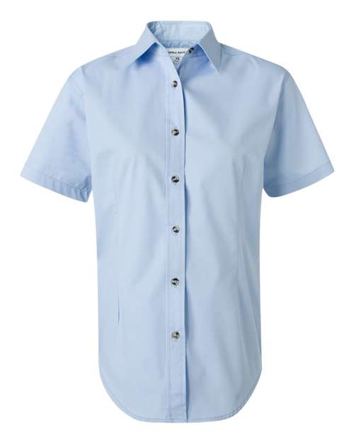 Women&#8216;s Short Sleeve Stain-Resistant Tapered Twill Shirt-