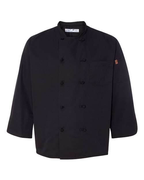 Black Knot Button Chef Coat-Chef Designs