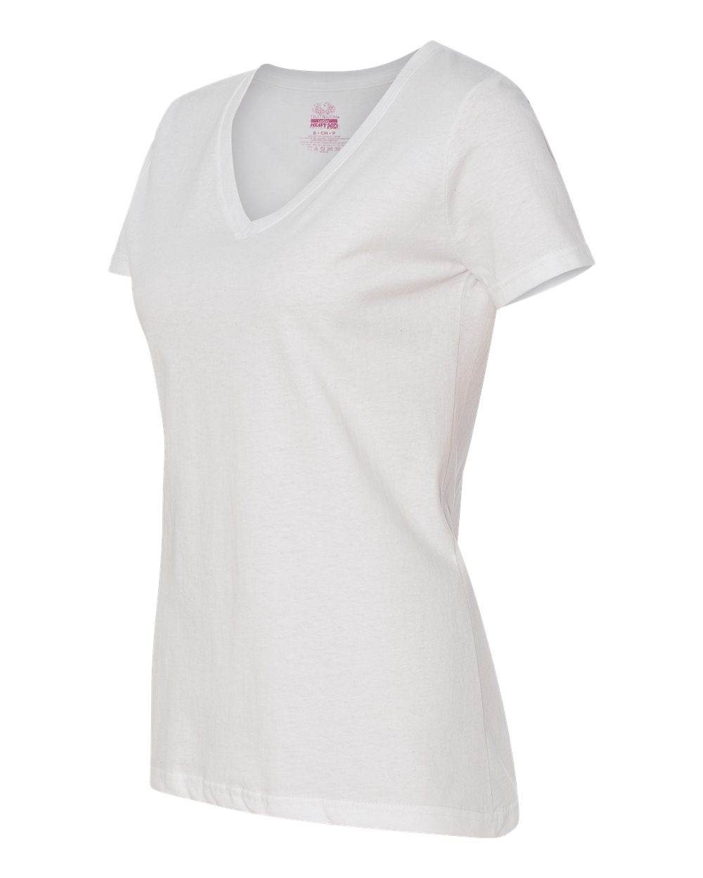 Style # L39VR - Original Label Fruit of the Loom Ladies 5 Oz HD Cotton V-Neck T-Shirt White S -