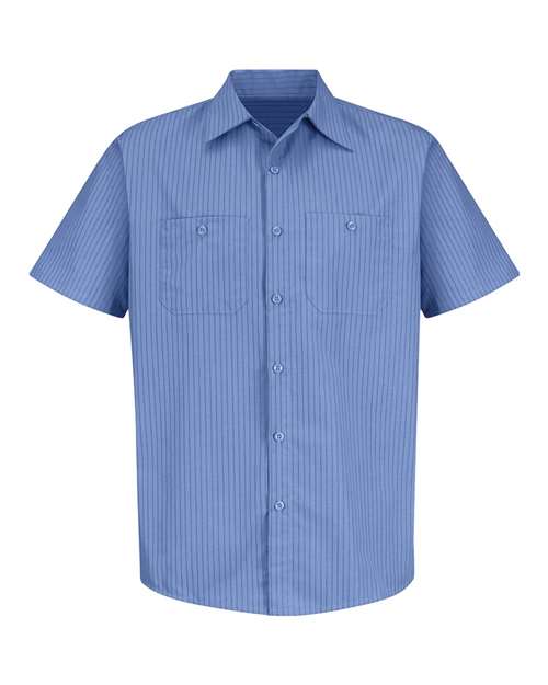 Industrial Stripe Short Sleeve Work Shirt-