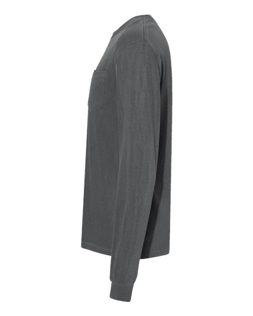 Unisex Garment-Dyed Heavyweight Long Sleeve Pocket T-Shirt – Detail