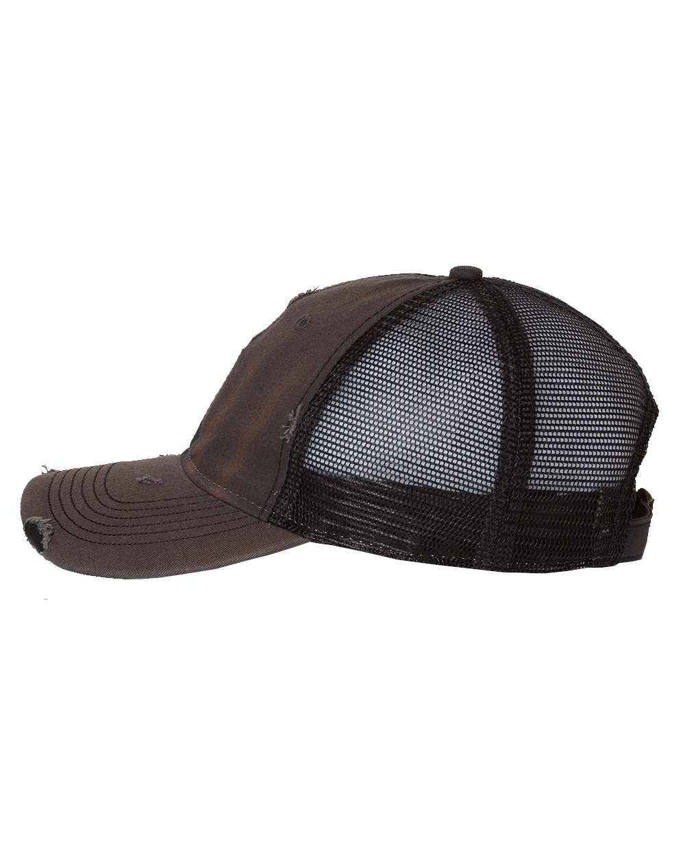 Bounty Dirty-Washed Mesh-Back Cap in Charcoal/ Black — Left side