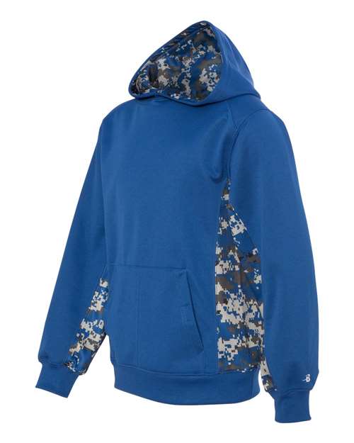 Youth Digital Camo Colorblock Performance Fleece Hooded Sweatshirt