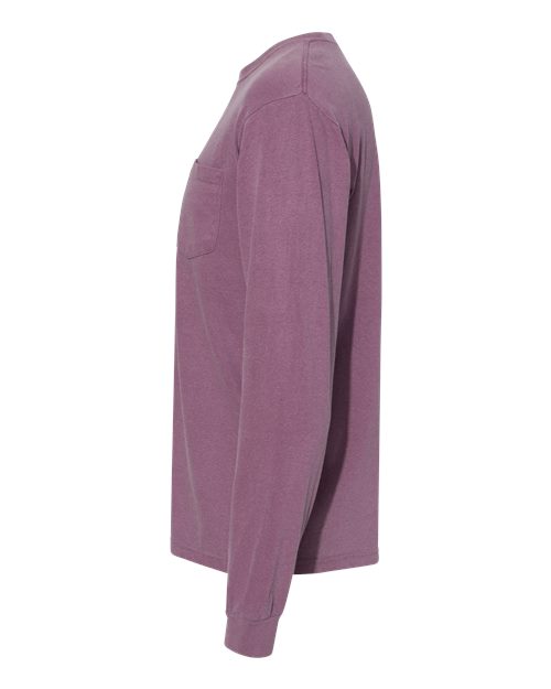 Unisex Garment-Dyed Heavyweight Long Sleeve Pocket T-Shirt – Detail