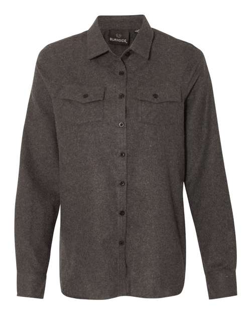 Women&#8216;s Long Sleeve Solid Flannel Shirt-Burnside