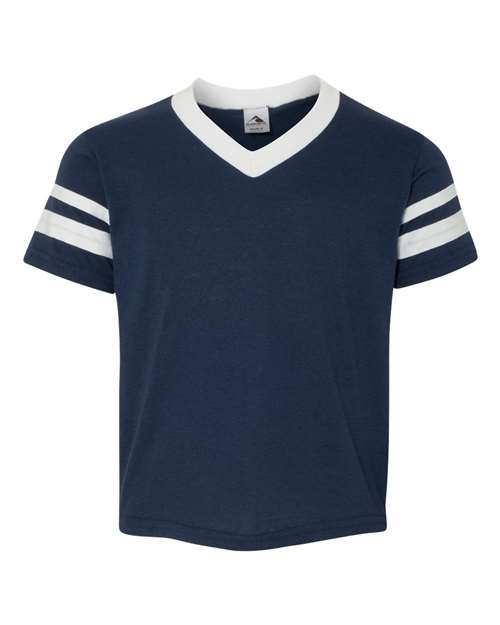 Augusta Sportswear Youth V-Neck Jersey with Striped Sleeves 361