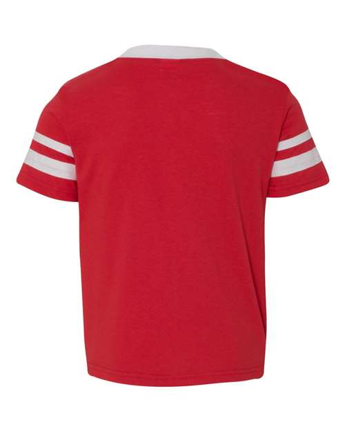 Youth V-Neck Jersey with Striped Sleeves