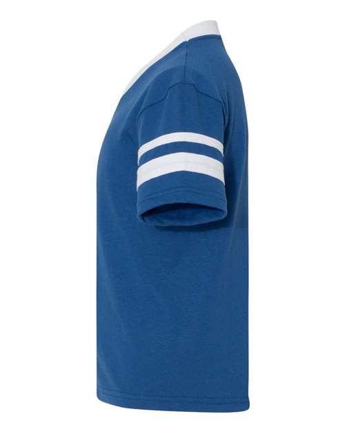 Youth V-Neck Jersey with Striped Sleeves