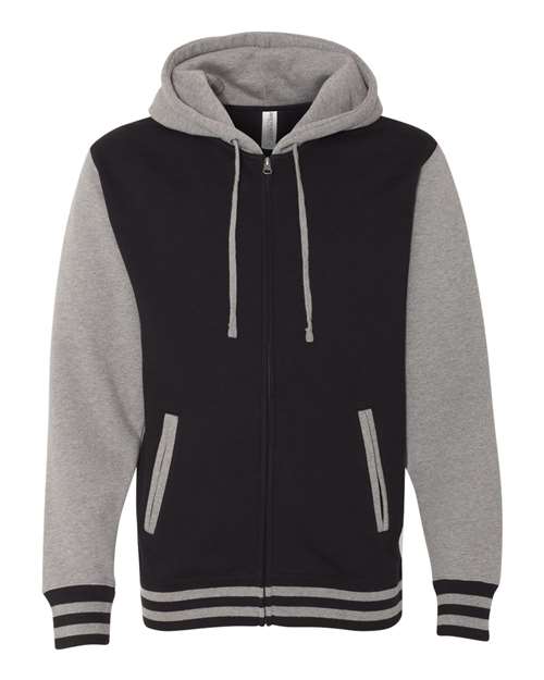 Heavyweight Varsity Full-Zip Hooded Sweatshirt-Independent Trading Co&#46;