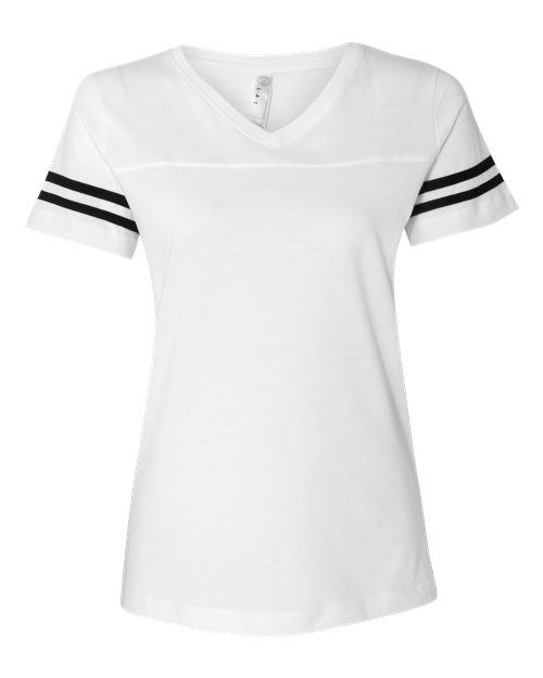 Lat Women's Football V-Neck Fine Jersey Tee - L