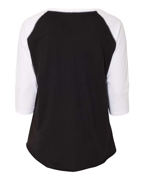 Women's Curvy Collection Baseball Three-Quarter Sleeve Tee