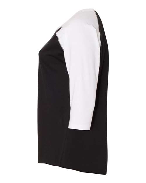 Women's Curvy Collection Baseball Three-Quarter Sleeve Tee