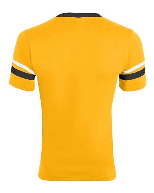 V-Neck Jersey with Striped Sleeves