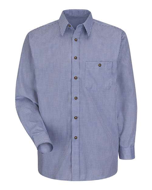 Men's Mini-Plaid Uniform Long Sleeve Shirt