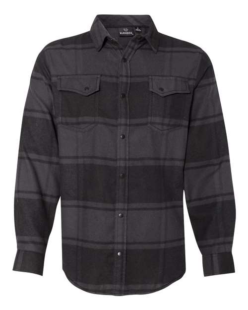 Snap Front Long Sleeve Plaid Flannel Shirt-Burnside