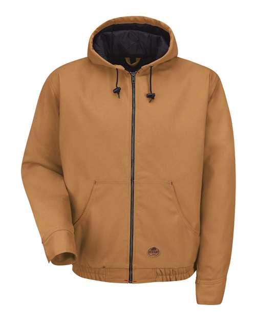 Blended Duck Zip&#45;Front Hooded Jacket-Red Kap