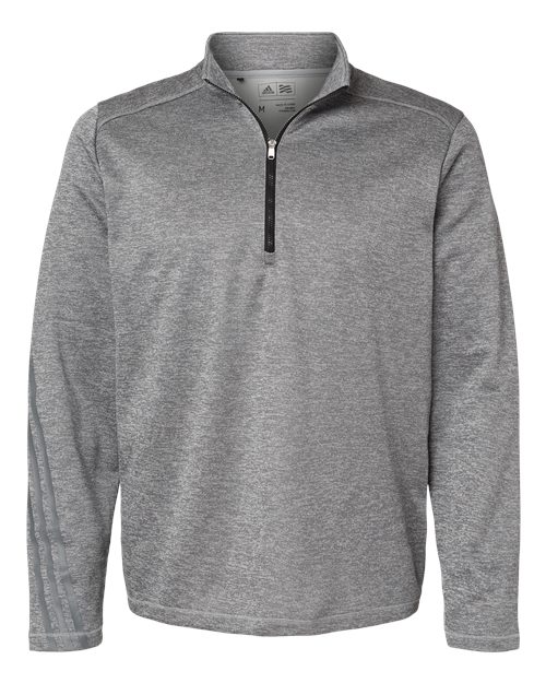 Brushed Terry Heathered Quarter Zip Pullover-Adidas
