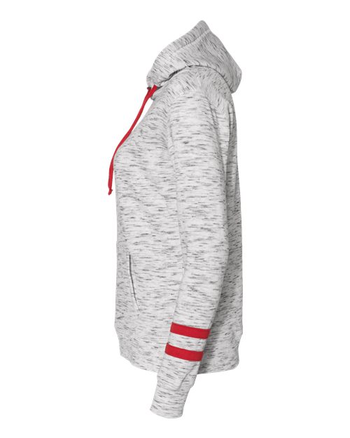Women’s Mélange Fleece Striped-Sleeve Hooded Sweatshirt
