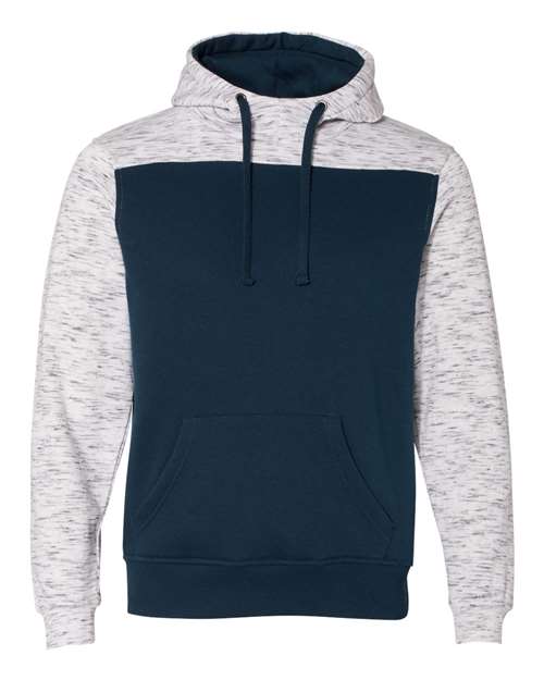 J. America Men's Mélange Fleece Colorblocked Hooded Sweatshirt 8676