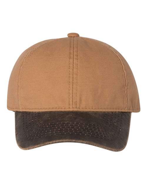 Weathered Canvas Crown with Contrast&#45;Color Visor Cap-Outdoor Cap