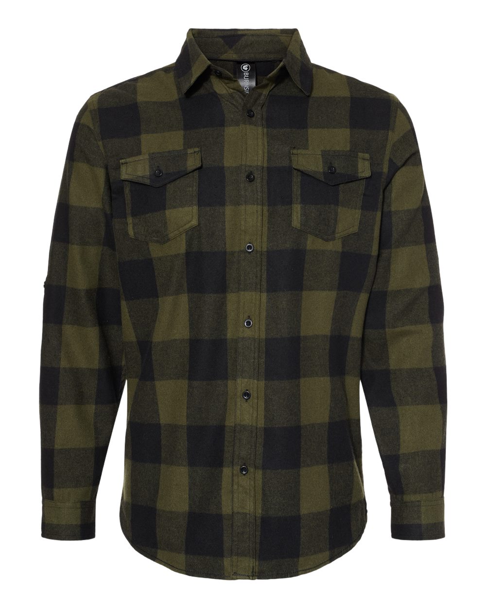 mens collars Long Sleeve Flannel Army And Black
