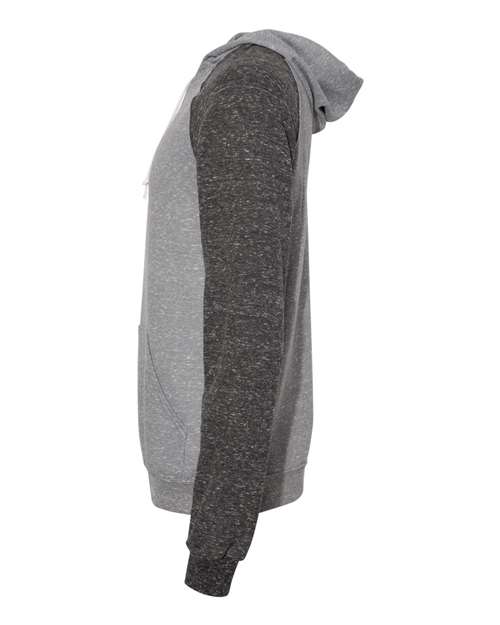 Unisex Snow Heather French Terry Raglan Hooded Sweatshirt – Detail