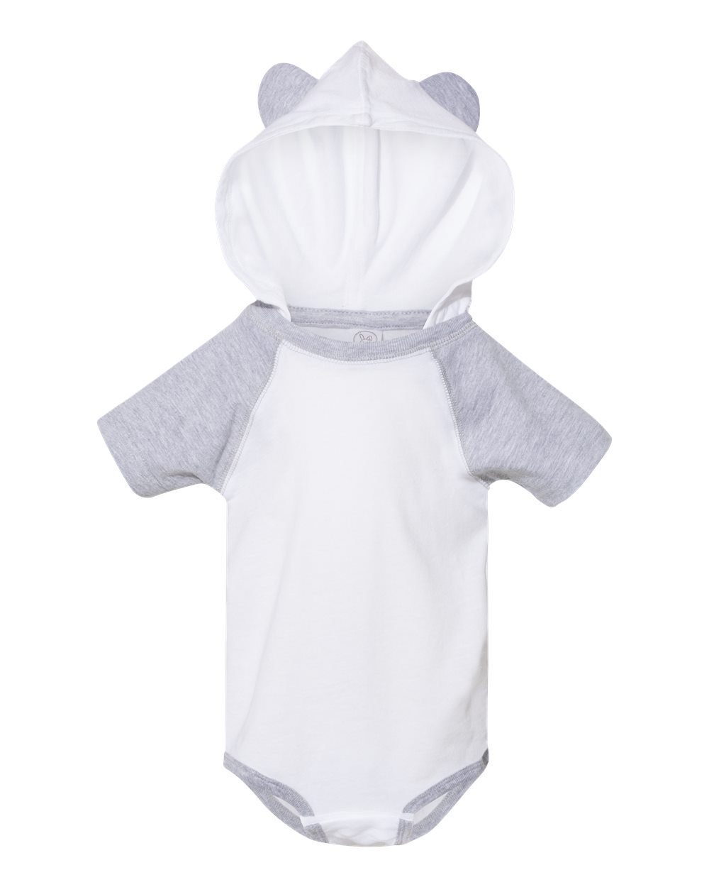 Fine Jersey Infant Short Sleeve Raglan Bodysuit with Hood & Ears-Rabbit Skins