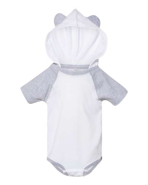 Fine Jersey Infant Short Sleeve Raglan Bodysuit with Hood & Ears-