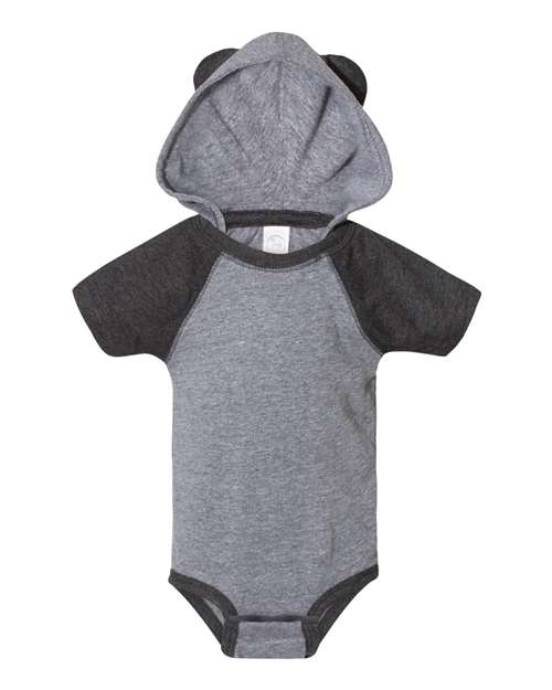 Rabbit Skins Infant Fine Jersey Raglan Bodysuit with Hood & Ears 4417