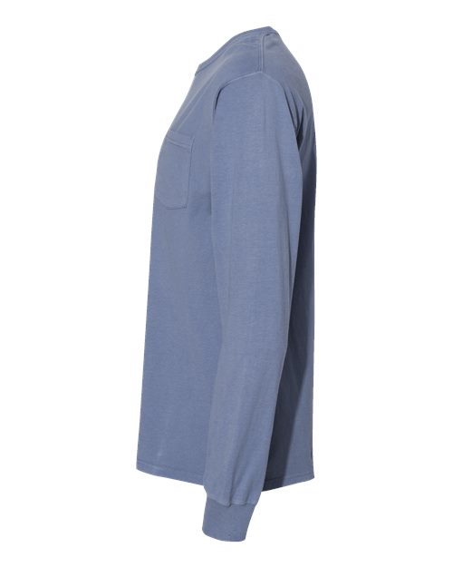 Unisex Garment-Dyed Long Sleeve T-Shirt With a Pocket