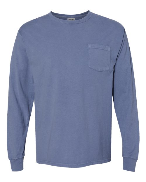 Unisex Garment-Dyed Long Sleeve T-Shirt With a Pocket